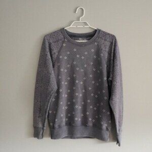 Aerie Women's XS Blue Floral Oversized Crewneck Stretch Pullover Raglan Sweater